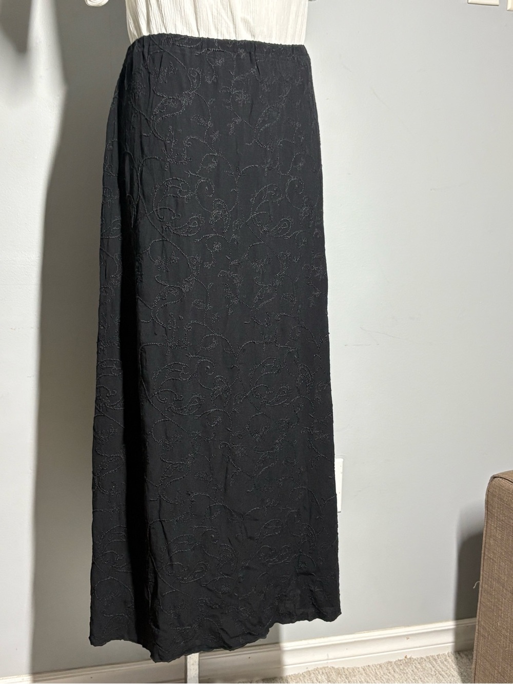 J. Jill Black Embroidered Maxi Skirt
